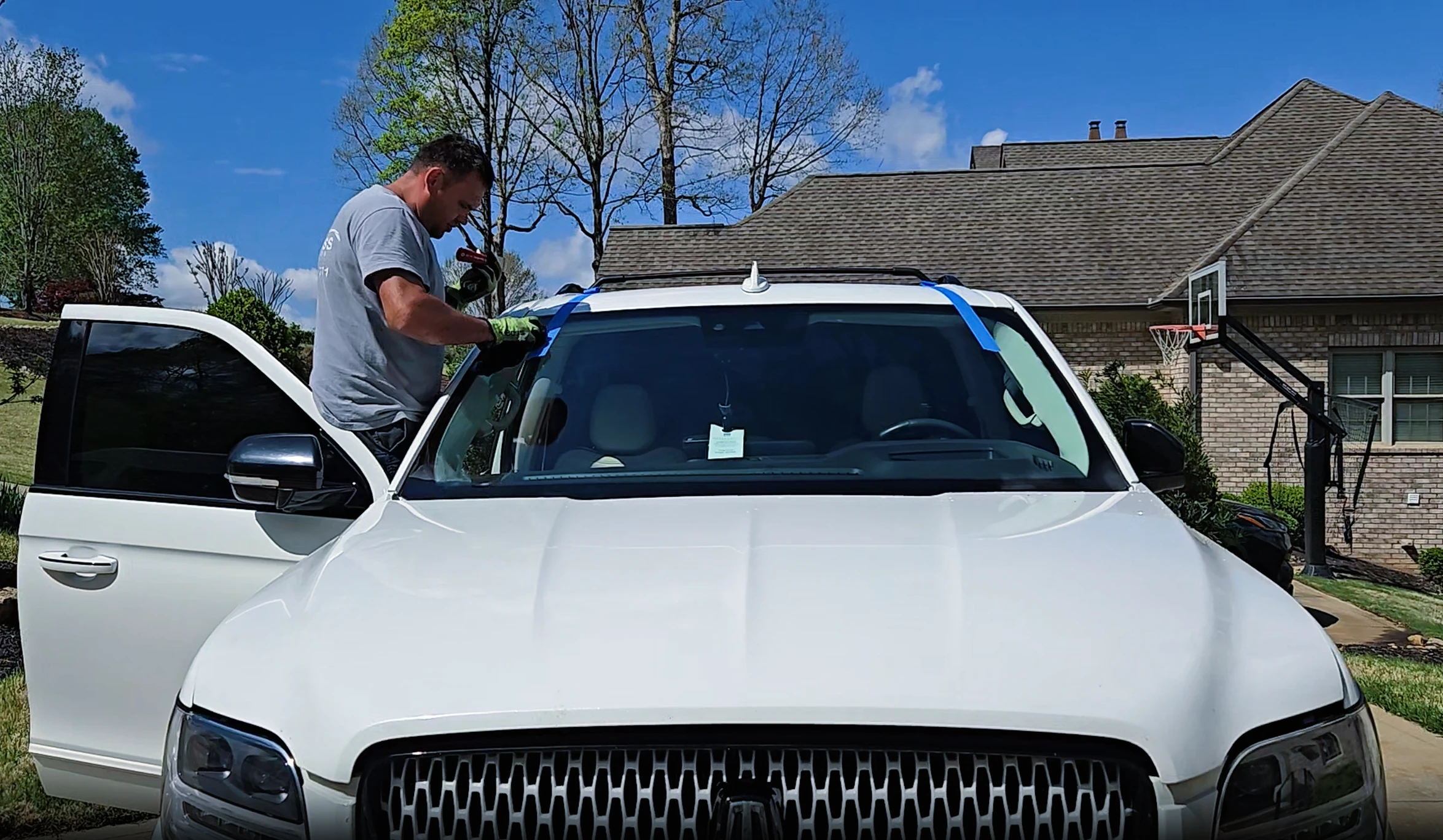 Auto glass repair demonstration
